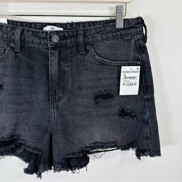 BP Nordstrom Black Destroy Ribbed Washed Short Jeans - Picture 5 of 14